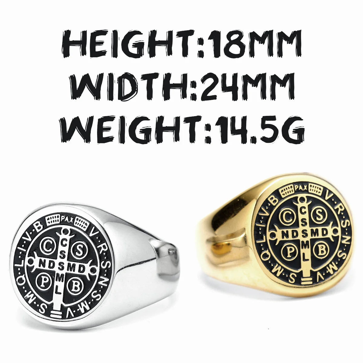 Exorcism amulet Men Ring 316L Stainless Steel Saint Benedict Rings CSPB Punk Hip Hop for Male Boyfriend Jewelry Creativity Gift