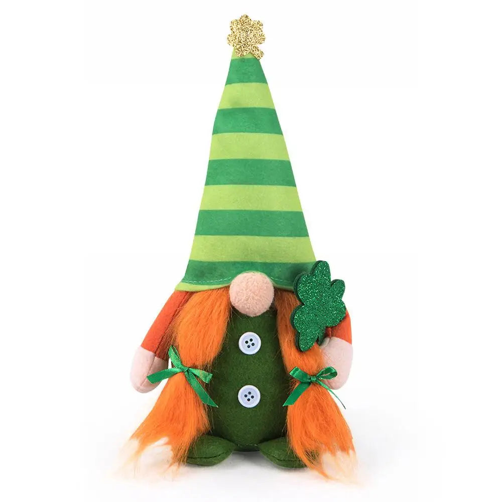 Gnomes de la Saint-Patrick en peluche lutin vert irlandais scandinave Nisse trèfle vert nain sans visage lutin en peluche plateau à plusieurs niveaux