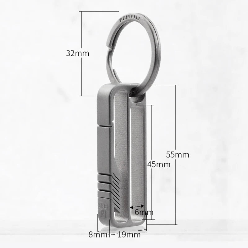 Lightweight Titanium Men Belt Key Chain Luxury Car Keychain for Dad Double Hook Waist Hanging Key Ring Holder Father's Day Gift