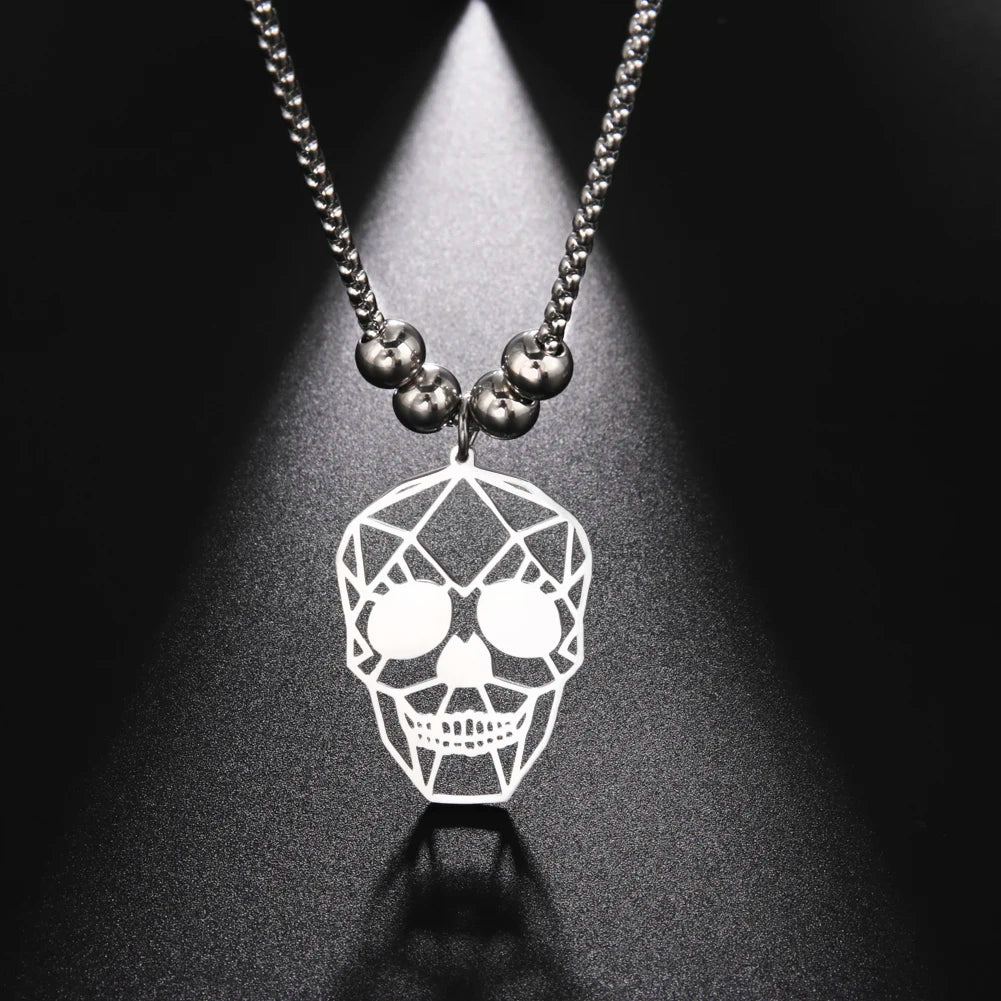 Dreamtimes Vintage Skeleton Pendant Necklaces For Men Women Choker Hollow Mexican Skull Jewelry Halloween Gifts collier femme