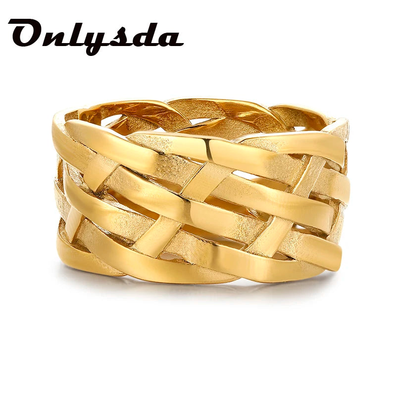 Onlysda Vintage Weave Viking Symbols Stainless Steel Mens Women Rings Simple for Girl Boyfriend Jewelry Creativity Party Gift