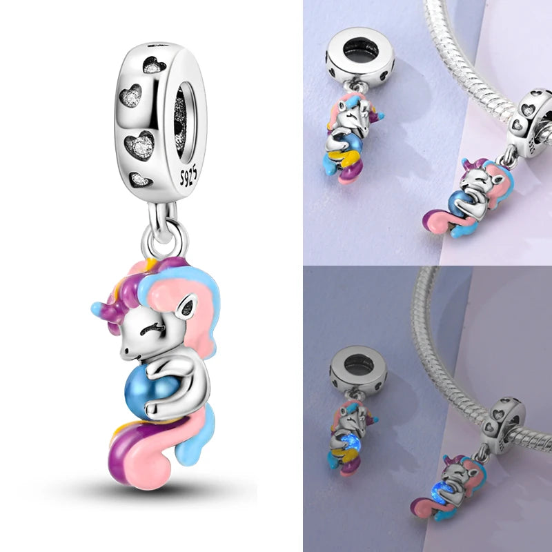 Pink Color Series Charms Pendant Lovely Dangle Pink Perfume Bottle Charm Beads Fit Pandora Bracelet Necklace 925 Silver Jewelry