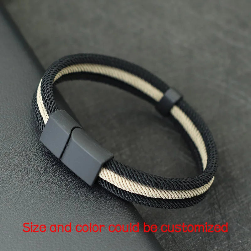 Noter New Fashion Men Rope Bracelet Openable Magnet Buckle Cool Biker Accessories Matching Wrap Braslet Gift For Him Pulseira