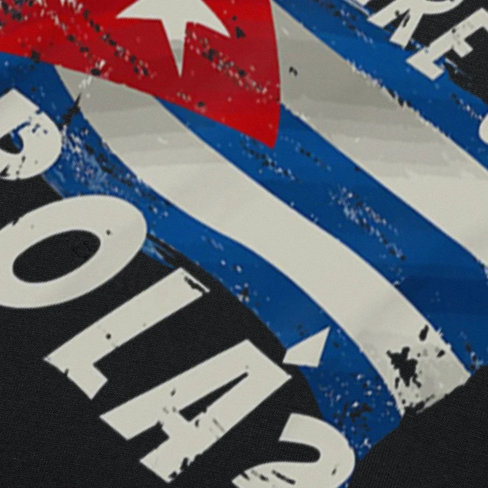 T-shirt d'été à manches courtes en coton avec inscription humoristique « Cuba » et drapeau cubain