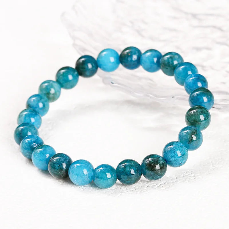 1 Pc Blue Apatite Beaded Bracelet, Gemstone Jewelry for Healing & Meditation, Perfect Gift for Employee Appreciation & Christmas