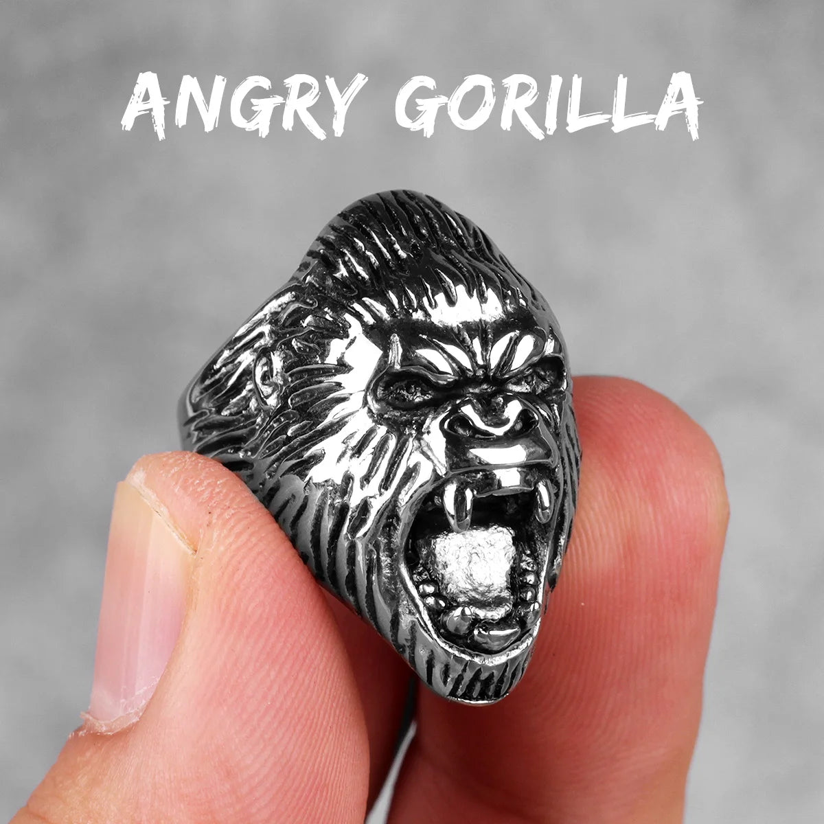 Gorilla Monkey Ring Stainless Steel Men Rings Wild Animal Punk Retro for Male Rock Jewelry Jewelry Gift Dropshipping Iron Studio