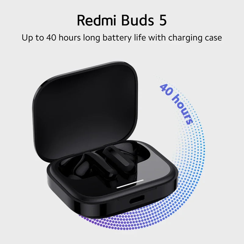 [World Premiere]  Xiaomi Redmi Buds 5 Global Version AI Noise Reduction for Calls Up to 40 Hours Long Battery Life TWS Earbuds