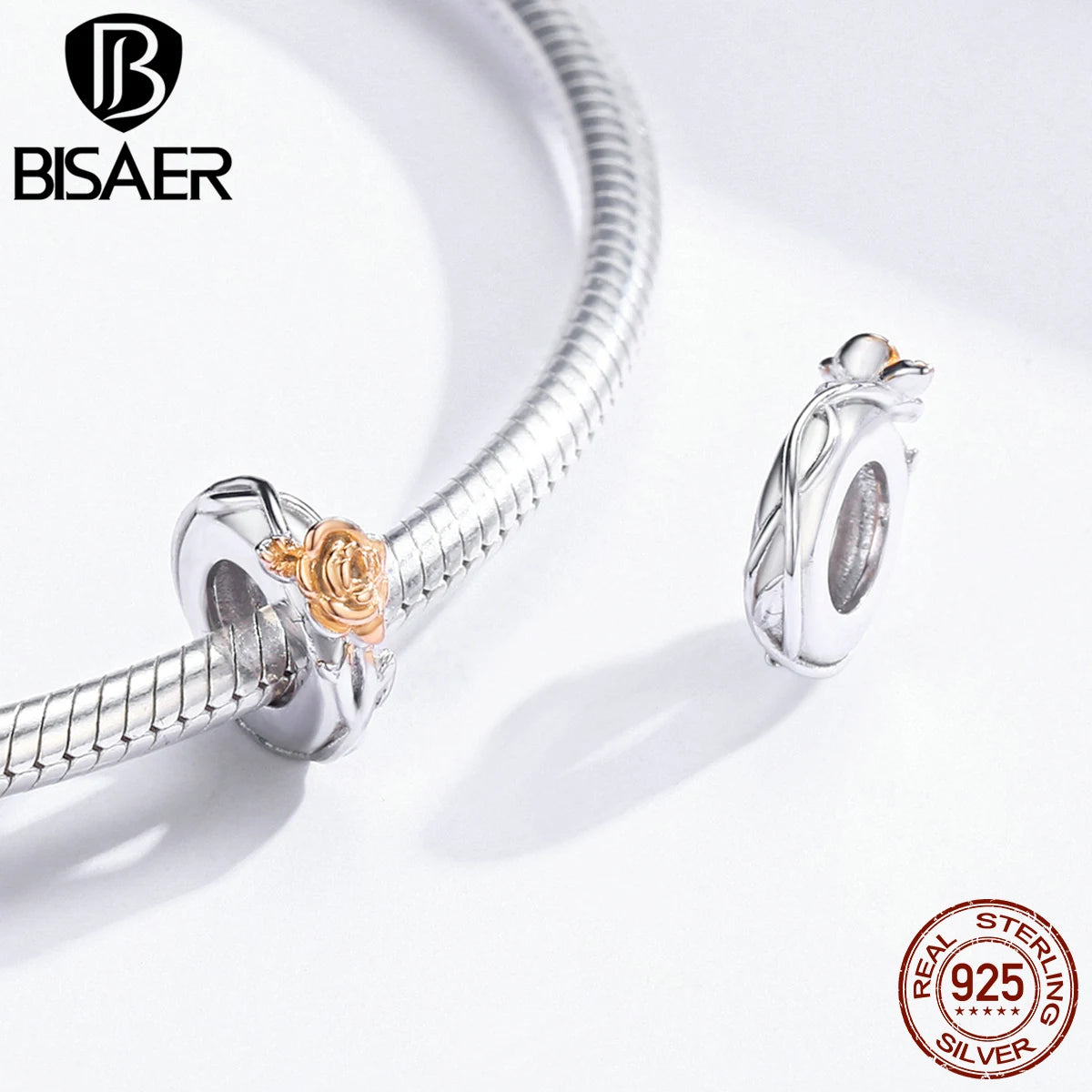 BISAER 925 Sterling Silver Charm Rose Flower Tulip Carnation Pendant For Mother Girl DIY Bracelets Necklace Fine Jewelry Gift