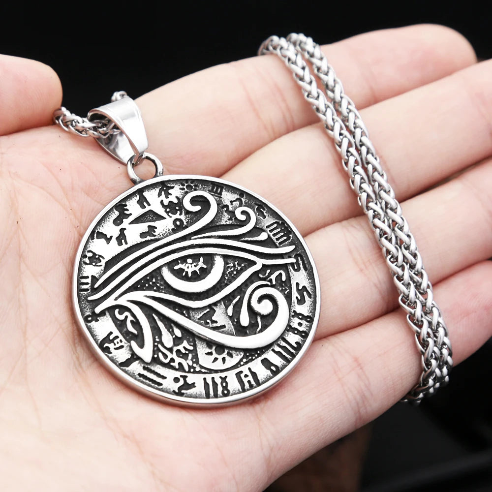 New Vintage Eye of Horus Pendant Necklace Stainless Steel Classic Egyptian Totem Necklaces For Men Boys Amulet Jewelry Wholesale