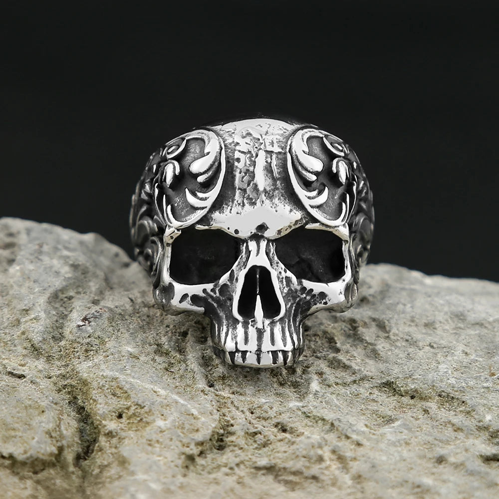 Fashion Vintage Skeleton Ring 316L Stainless Steel Gothic Biker Skull Rings For Men Women Charm Party Jewelry Gifts Dropshipping