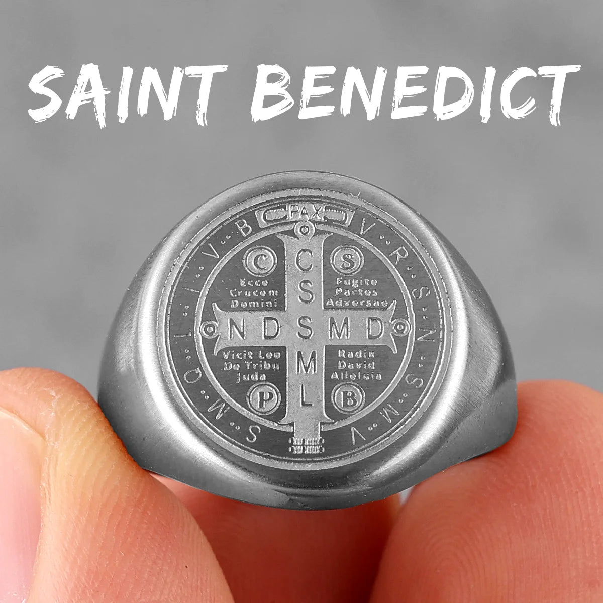 Exorcism amulet Men Ring 316L Stainless Steel Saint Benedict Rings CSPB Punk Hip Hop for Male Boyfriend Jewelry Creativity Gift