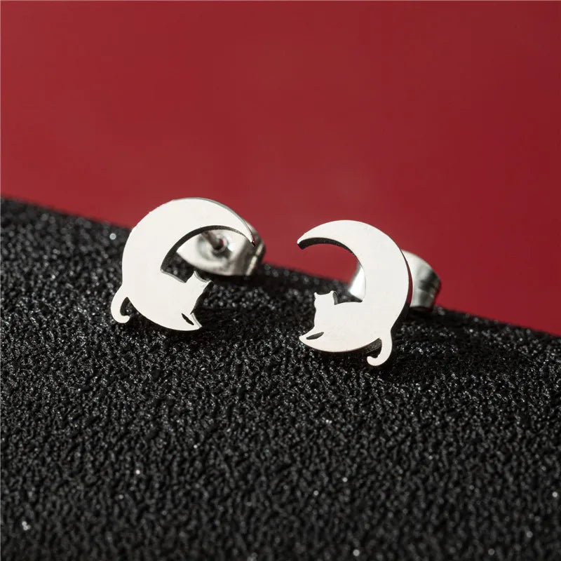 Lovely Small Cat Earrings Women Multiple Animal Stainless Steel Earings Fashion Jewelry Kitten Kitty Ear Studs Girls Gift