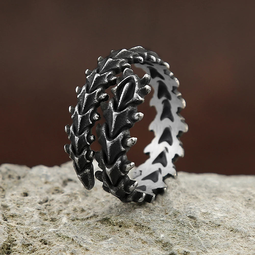 Vintage Gothic Black Dragon Bone Rings For Men Women 316L Stainless Steel Punk Biker Animal Skeleton Ring Fashion Amulet Jewelry