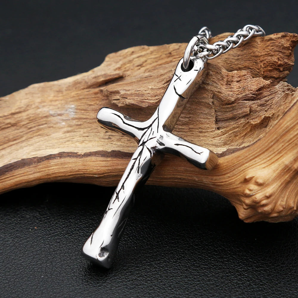 New Unique Stainless Steel Cross Pendant Necklaces For Men Women Punk Hip Hop Simple Cross Necklace Fashion Jewelry Dropshipping