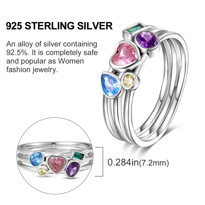 925 Sterling Silver Rings Original Design Blue Zircon Star Moon Finger Rings For Women High Quality Wedding Jewelry Gift