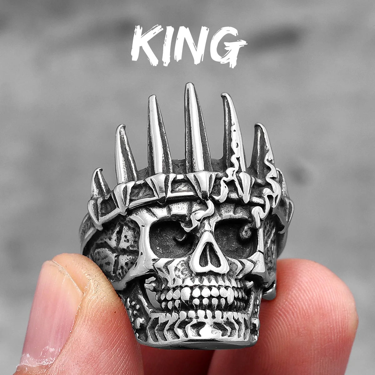 Edelstahl Männer Gothic Schädel Kopf Ringe Skeleton Punk Hip Hop Schwarz Cool Für Männliche Junge Schmuck Kreativität Geschenk Großhandel