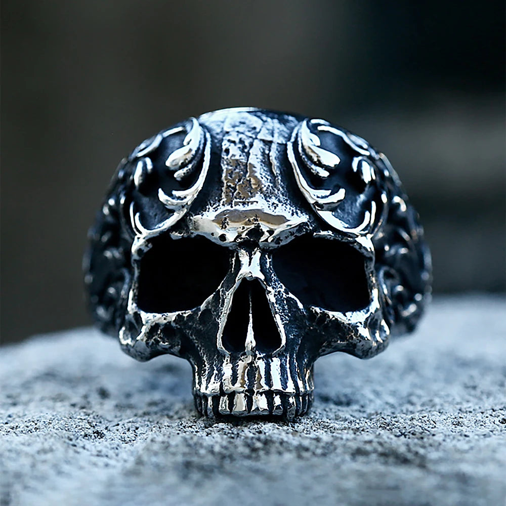 Vintage Gothic 316L Stainless Steel Skull Rings For Men Women Punk Biker Skull Ring Fashion Amulet Jewelry Gifts Dropshipping