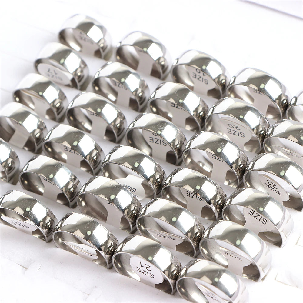 Wholesale 100Pcs/Lot Arc Stainless Steel Rings Jewelry For Women Men Wedding Colorful Party Gift Width 4/6/8MM