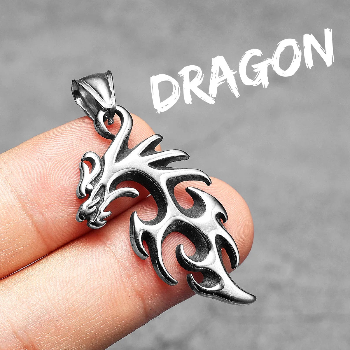 Dragon Pendants 316L Stainless Steel Men Powerful Amulet Necklaces Chain Punk Rock Trendy for Male Friends Jewelry Xmas Gift