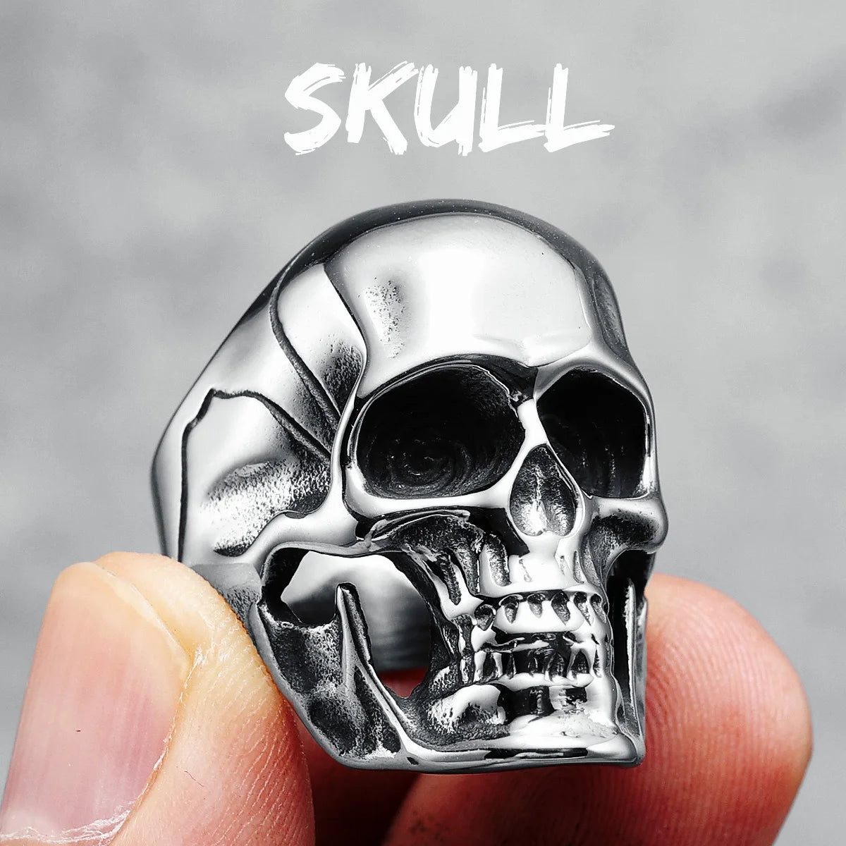 Original Skull Men Ring 316L Stainless Steel High Polished Rock Punk HipHop Rap for Biker Rider Male Boyfriend Jewelry Best Gift