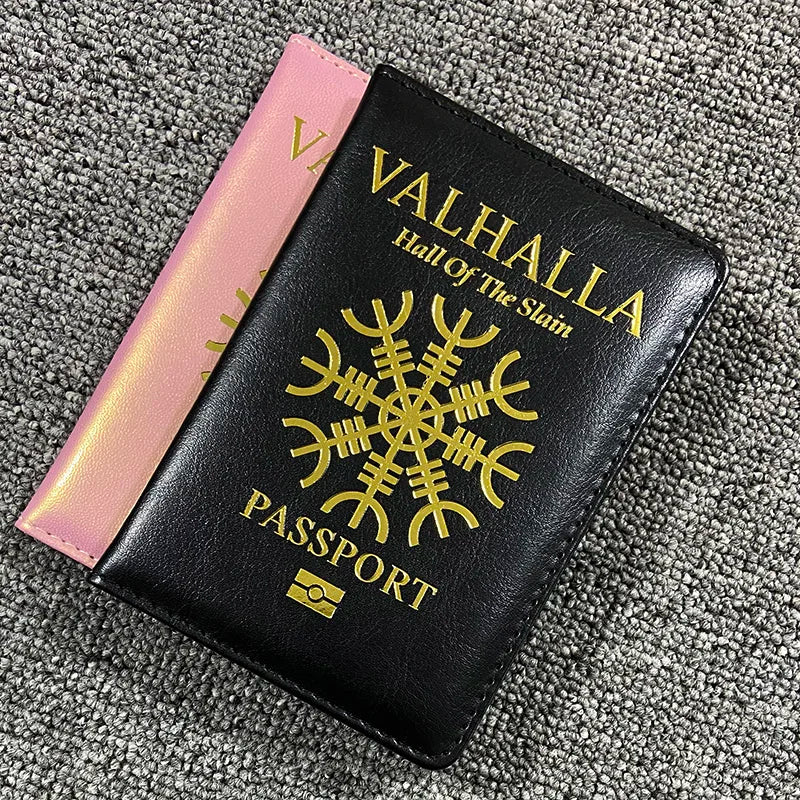 Vikings Valhalla Passport Cover Mythological Passport Holder Travel Wallet for Passports Pu Leather Travel Passport Holder Case