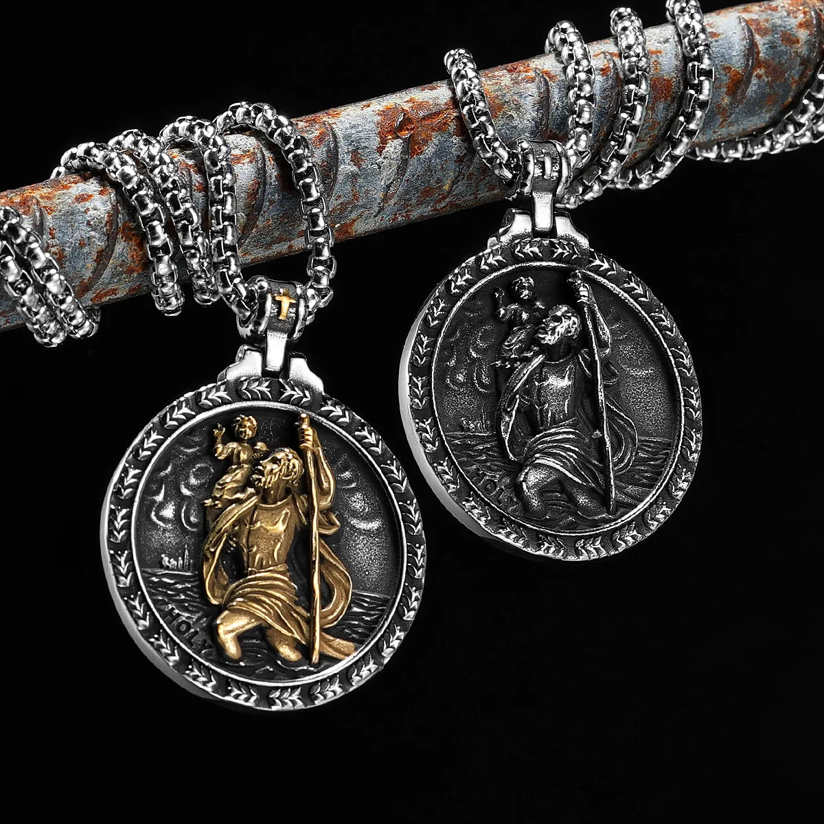 Saint Christopher Männer Halskette 316L Edelstahl Kette Anhänger Reisenden Amulett Jesus Vintage für Männer Schmuck Geschenk Großhandel