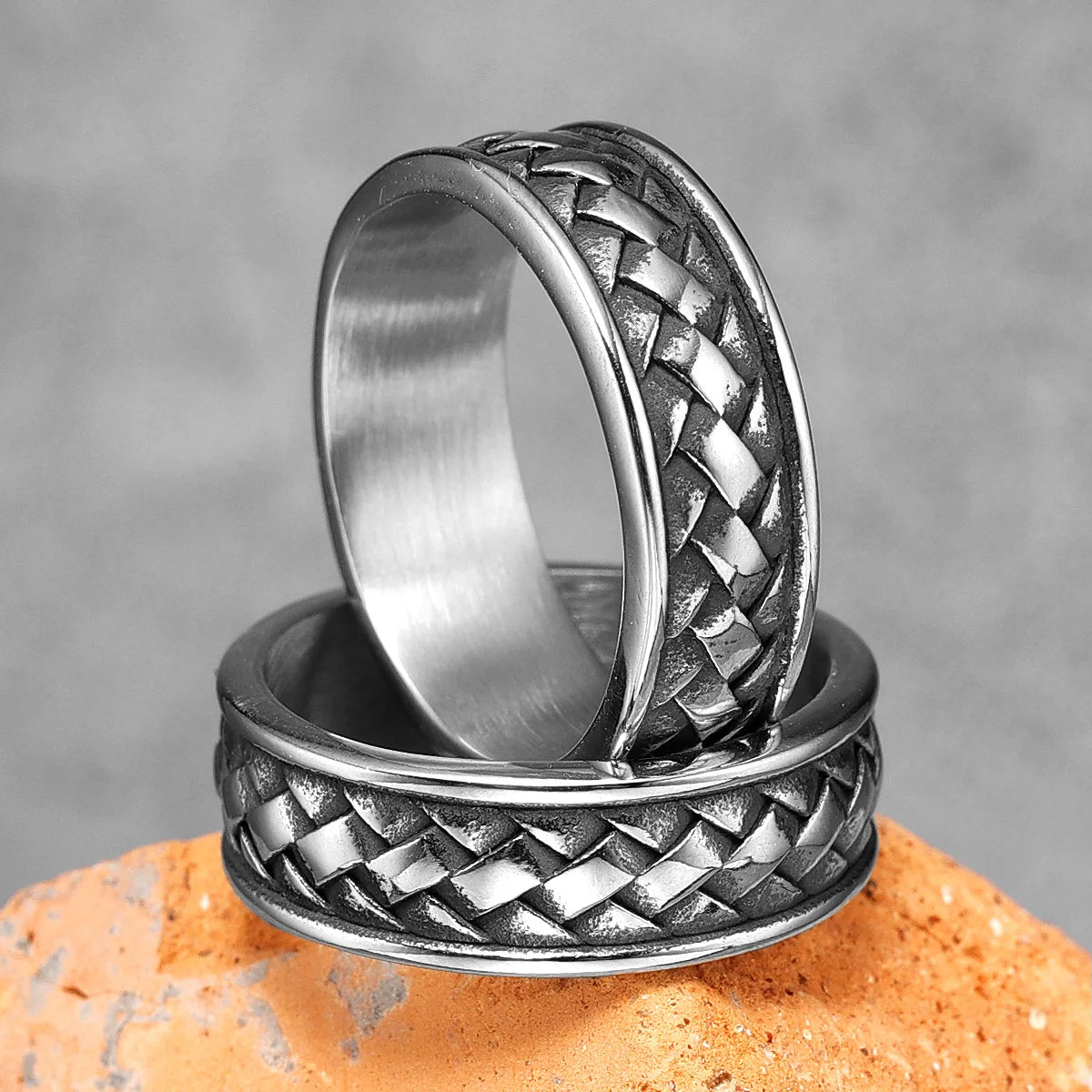 Einfache Webart Ring 316L Edelstahl Ringe Männer Frauen Klassische Vintage Textur für Boyriend Paar Schmuck Weihnachten Geschenk Großhandel