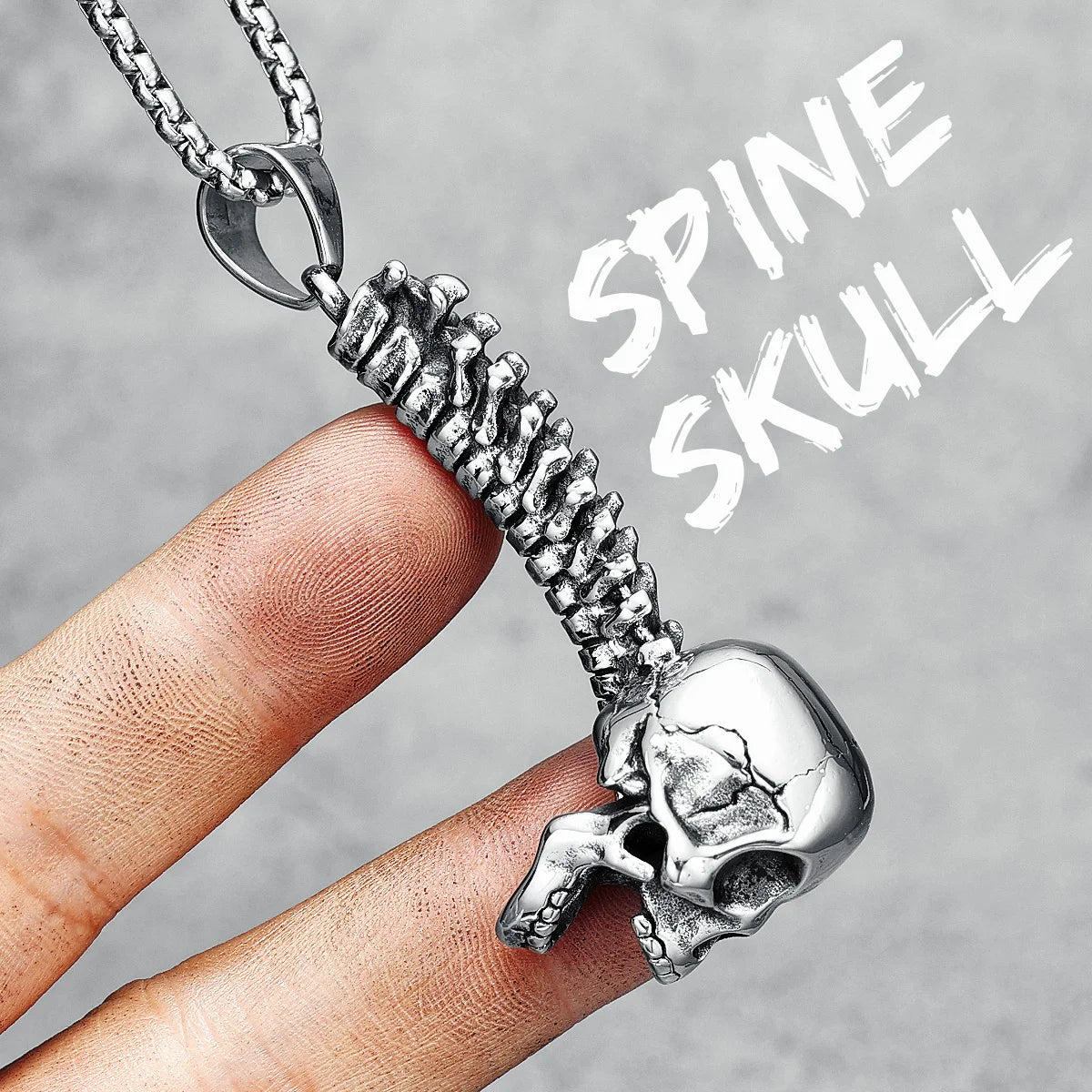 Skeleton Torso Necklace Stainless Steel Pain Skull Spine Rock Rap Hyperbolic Men Pendant Chain for Male Biker Party Jewelry Gift