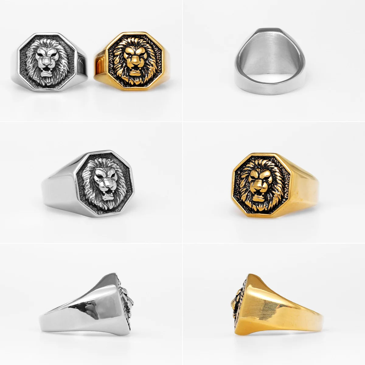 Lion King Animal Stainless Steel Mens Womens Rings Punk Trendy Unique for Couple Male Biker Jewelry Creativity Gift Wholesale