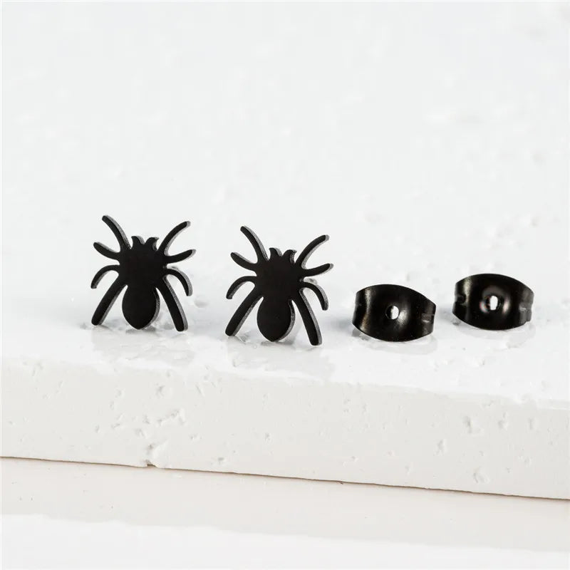 Cartoon Stainless Steel Stud Earrings Gingerbread Man Deer Spider Ghost Earings for Women Christmas Piercing Jewelry 2024