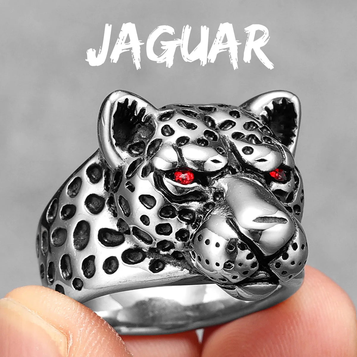 Bague léopard en acier inoxydable pour homme, anneau jaguar, animal sauvage, punk rock, bijoux de fête, accessoires d'halloween, cadeau, vente en gros