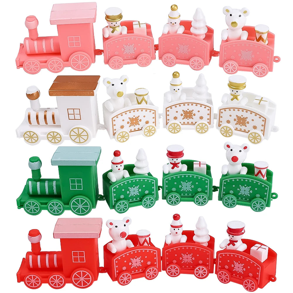 Merry Christmas Wooden Train Ornaments Snowman Gingerbread Decors Train Kids Toys Xmas Gifts Christmas Navidad Party Decorations