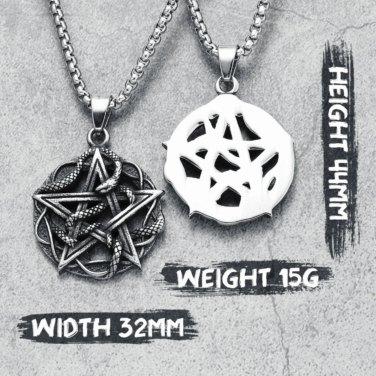 Snake Pentagram Pendants Men Necklaces Retro 316L Stainless Steel Vintage Chains Rock Punk Rap for Friend Male Jewelry Best Gift