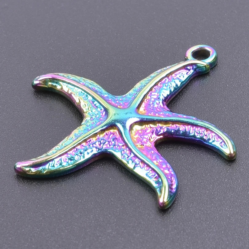 Rainbow Starfish/Fish/Shell Stainless Steel Pendant Charm