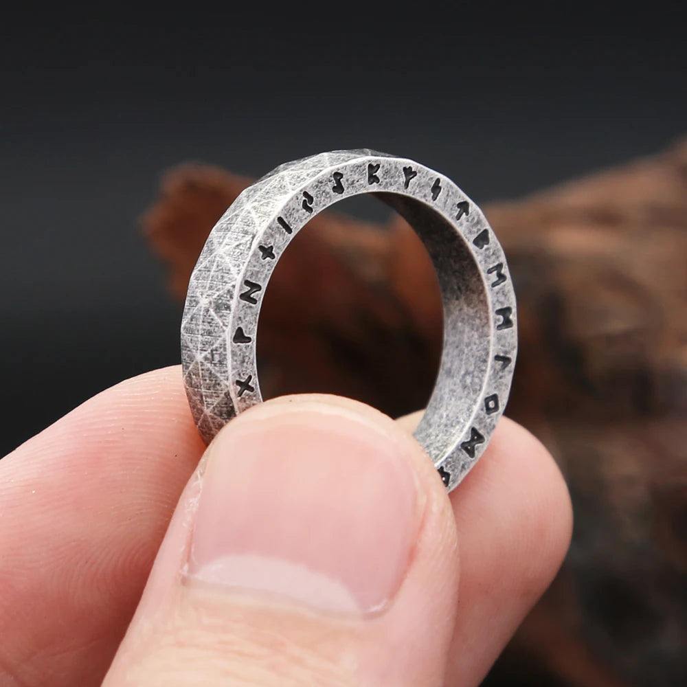 Vintage Nordic Viking Rune Rings For Men 316L Stainless Steel Vikings Amulet Ring Simple Fashion Jewelry Party Gift Dropshipping