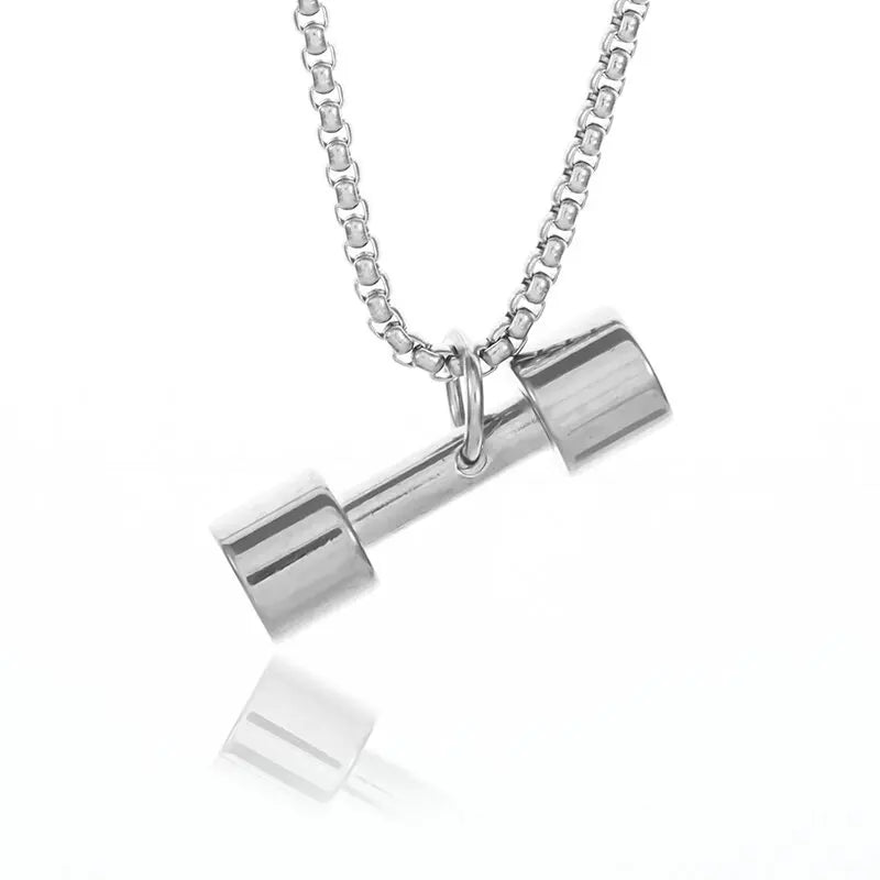 Fashion Barbell Dumbbell Pendant Men\\\'s Gym Weightlifting Necklace Women\\\'s Fitness Bodybuilding Sports Jewelry