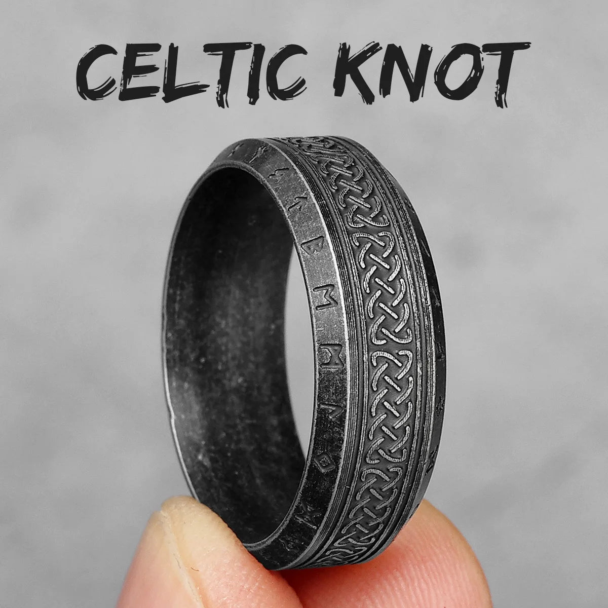 Celtic Knot Ring Viking Runes 316L Stainless Steel Mens Rings Retro Simple Rock for Boyfriend Jewelry Creativity Gift Wholesale