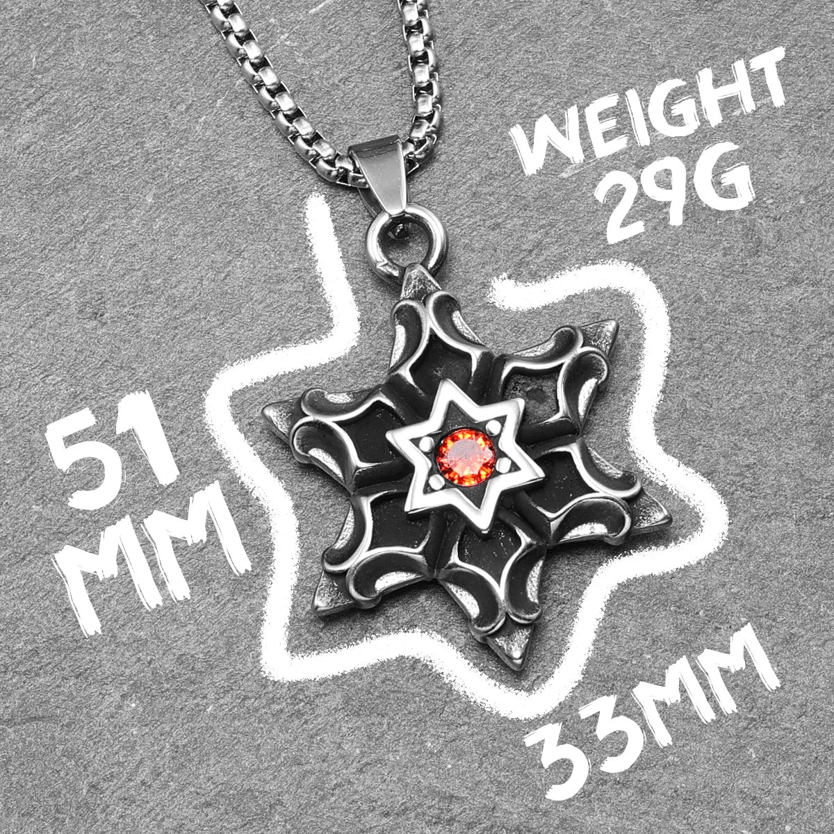 Six-pointed Star of David Pendants Gem Necklaces 316L Stainless Steel Men Chain Hip Hop Rock for Male Jewelry Gift Dropshipping