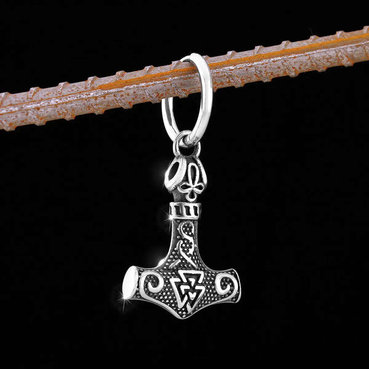 Men's Classic Stainless Steel Thor's Hammer Viking Earrings Fashion Vintage Amulet Jewelry Studs Teen Party Gifts Wholesale