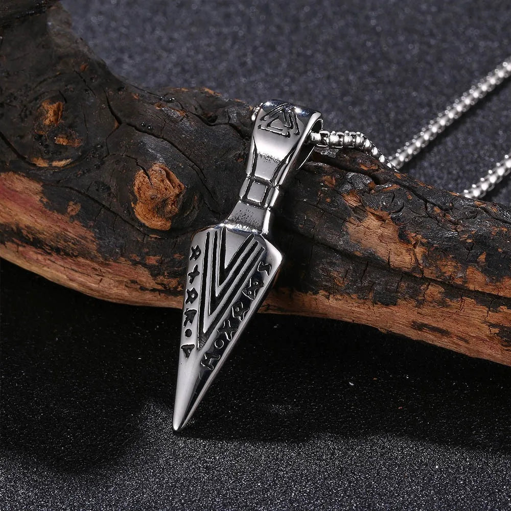 Vintage Nordic Rune Viking Arrow Pendant Necklace Charm Men's Necklace New Fashion Hip Hop Punk Accessories Party Gift Jewelry