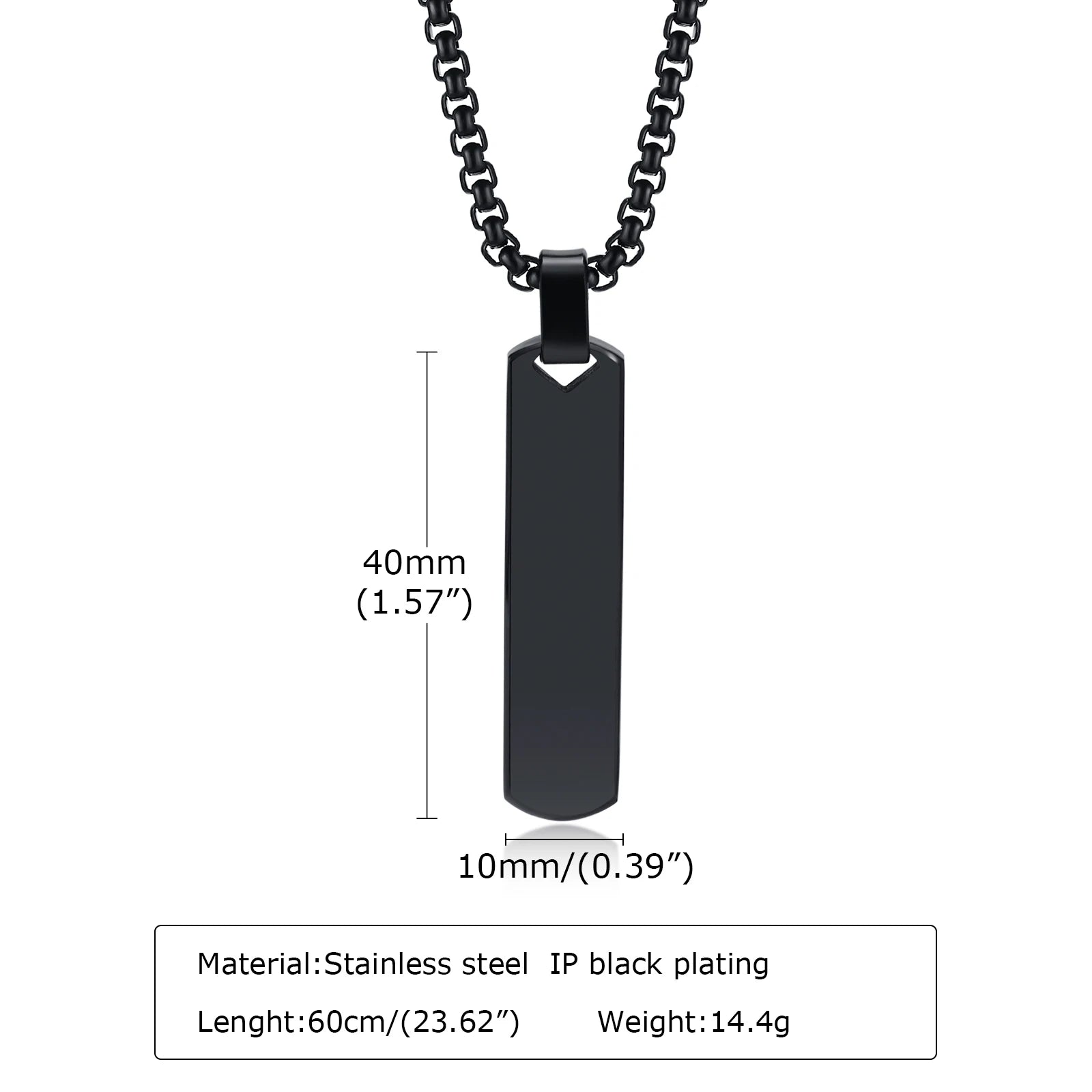 Vnox Initial Bar Necklace for Men, Thick Geometric Vertical Bar Pendant with A-Z Letters, Casual Simple Collar, Gift for Him