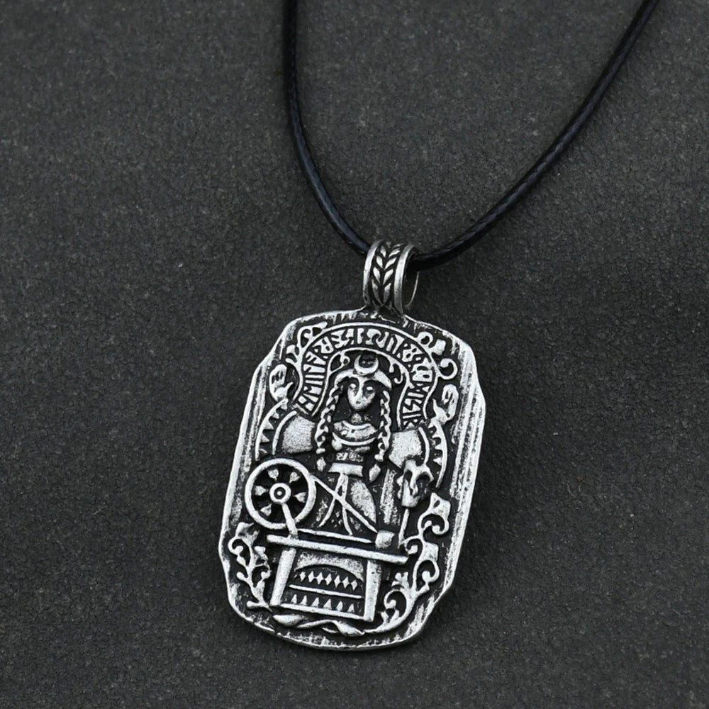 Collares de sacerdotisa Wicca retro para hombres y mujeres, doble cara, diosa nórdica Freya, brújula de bruja, talismán pagano, joyería vikinga