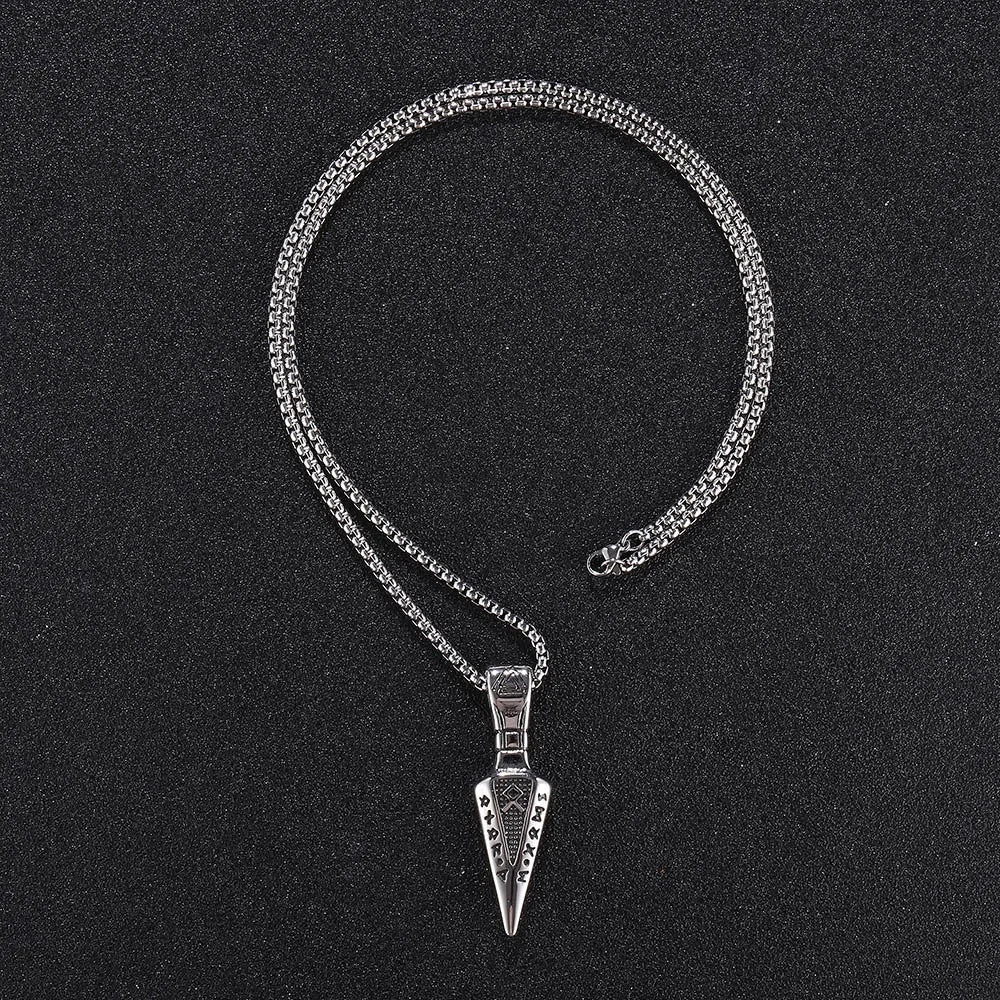 Vintage Nordic Rune Viking Arrow Pendant Necklace Charm Men's Necklace New Fashion Hip Hop Punk Accessories Party Gift Jewelry