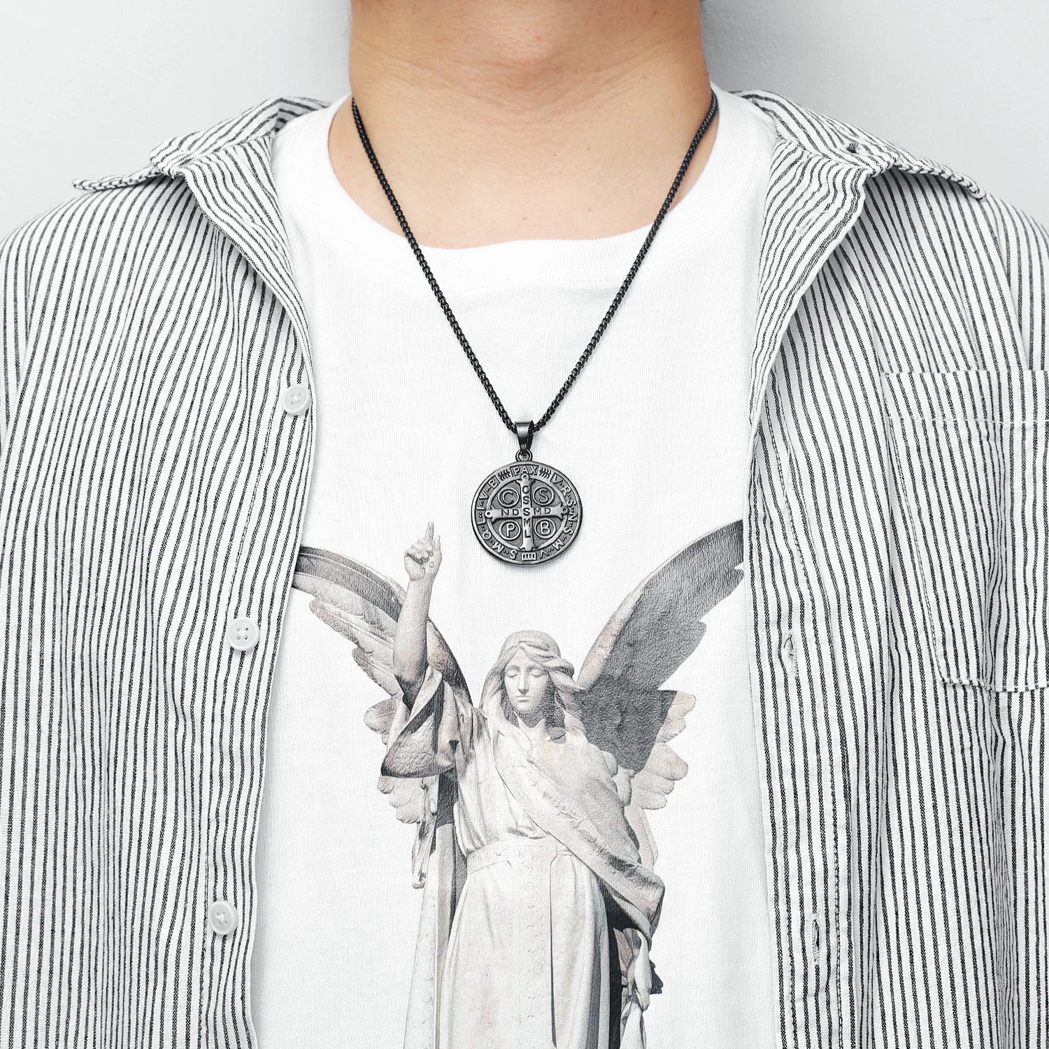 Exorcism Men Necklace CSPB Amulet 316L Stainless Steel Pendant Chain Religion Rock Punk Hip Hop for Male Jewelry Gift Wholesale