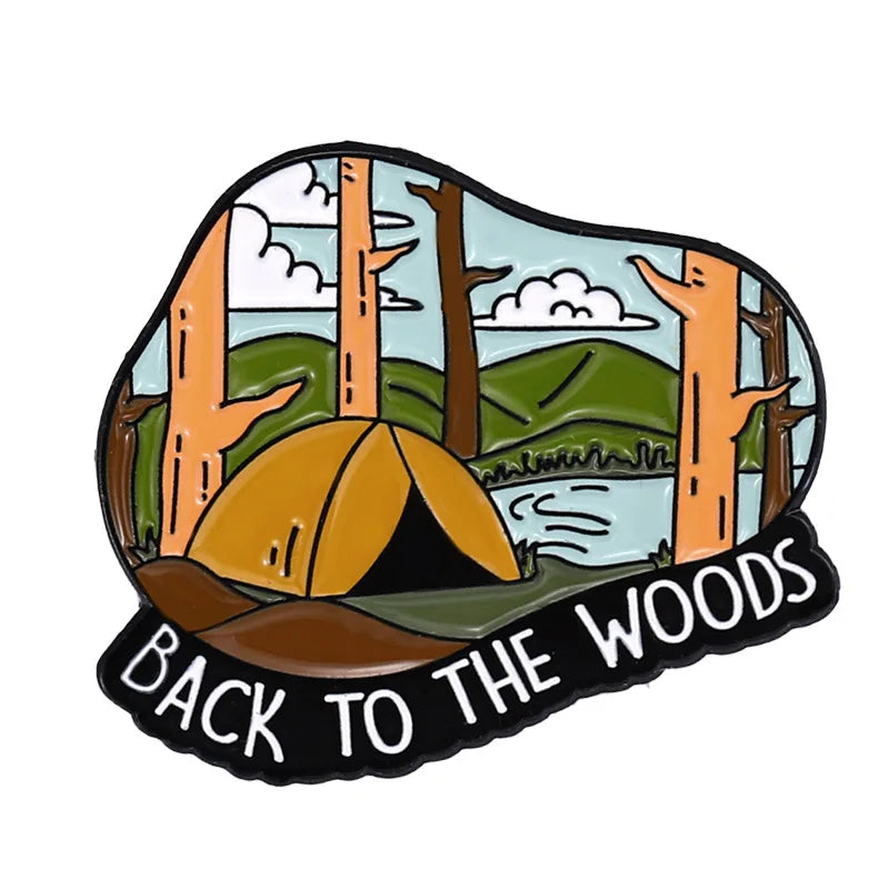 Outdoor Adventure Enamel Pin Wild Camping Hiking Mountain Starry Night Brooches Lapel Backpack Badge Jewelry Gifts For Friends