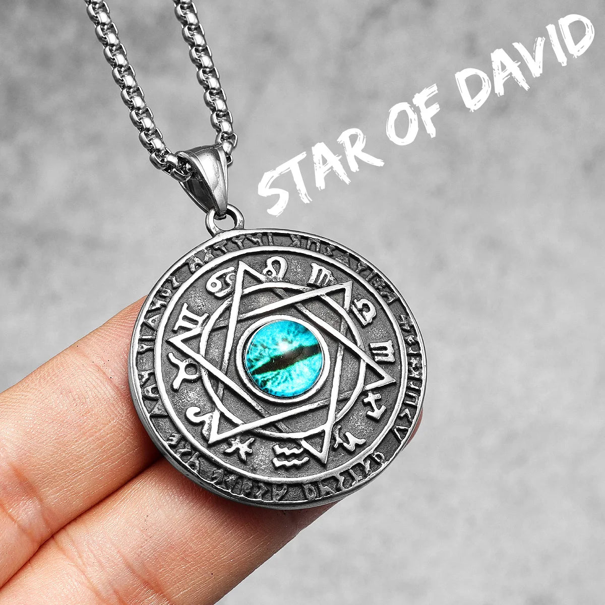 Hexagonal Gemstone Necklaces Token 316L Stainless Steel Pendants Star of David Men Chain Punk Rock for Male Jewelry Best Gift