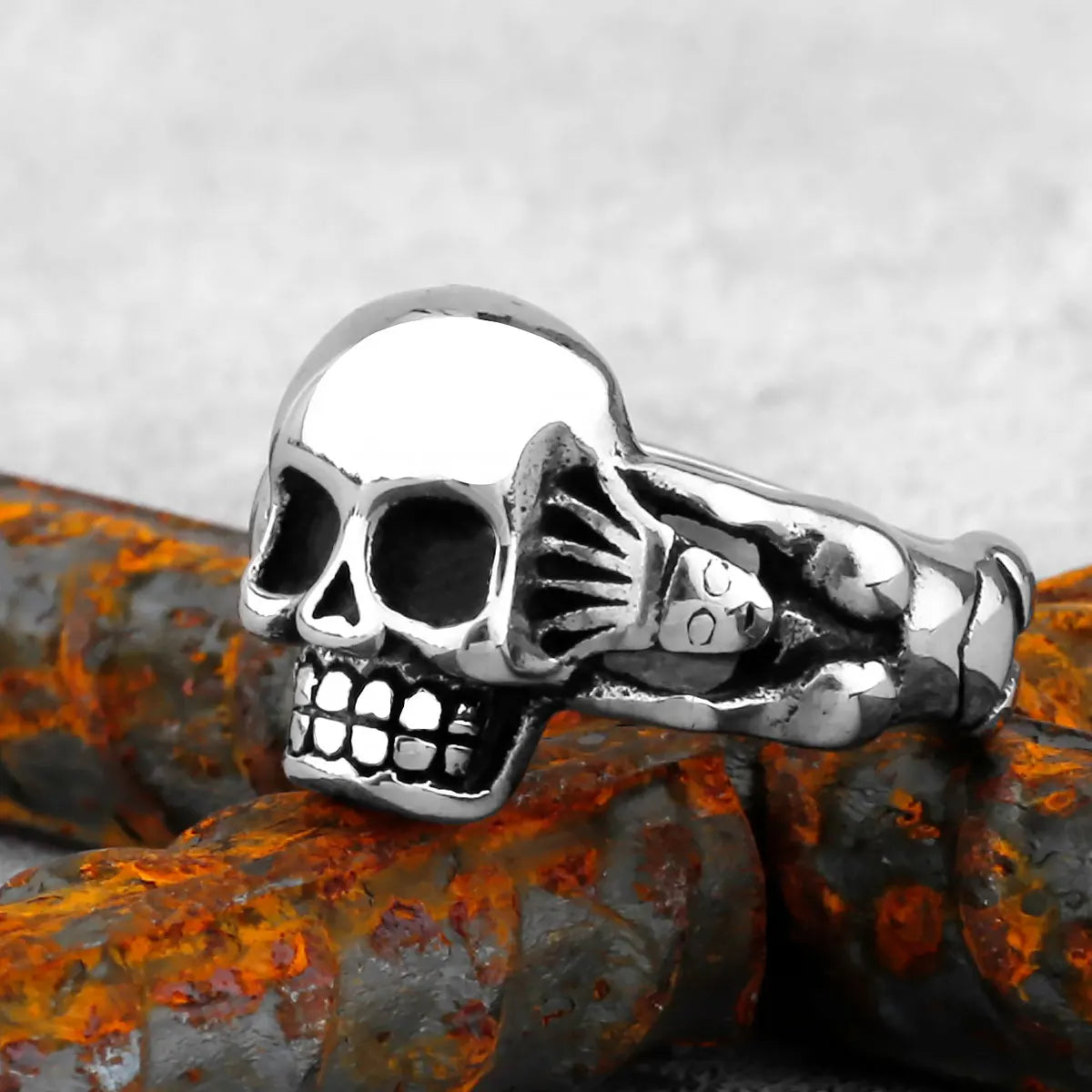 Totenkopf/Tiere Gothic Punk Satanischer Teufel Ring Vintage Steampunk Herren Edelstahl Wikinger Ring Hiphop Motorrad Biker Schmuck