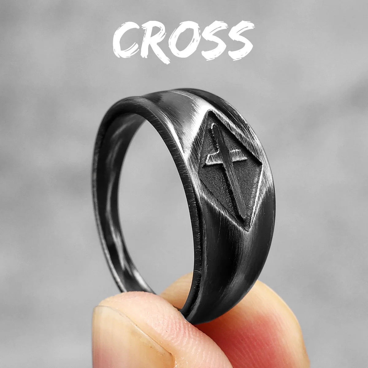 Retro-Kreuzringe 316L Edelstahl Herren Schlichter Ring Punk Rock Rap Religion für Rider Boyriend Schmuck Bestes Weihnachtsgeschenk