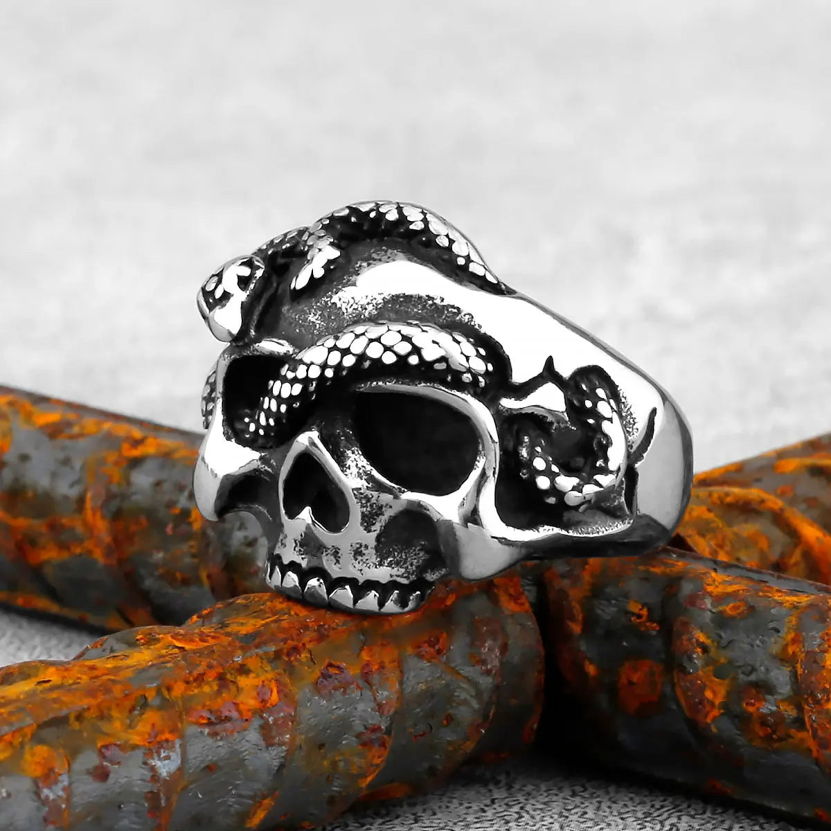 Gothic Punk Satanic Devil Skull/Animals Ring Vintage Steampunk Men's Stainless Steel Viking Ring Hiphop Motorcycle Biker Jewelry