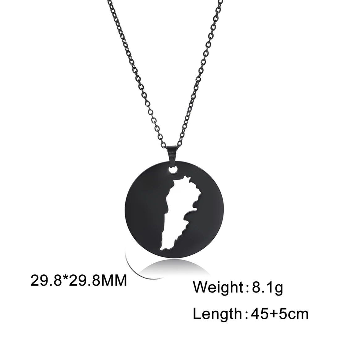 EUEAVAN Classic Lebanon Map Pendant Necklaces Stainless Steel Lebanese Country Flag Necklace Charm Patriotic Jewelry Gift